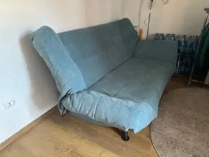 Canapea extensibilă 3 locuri   Albastru deschis, cu ladă depozitare - imagine 3