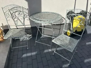 Set mobilier terasă   masă rotundă + 2 scaune metalice decorative - imagine 3