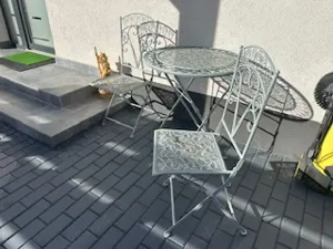 Set mobilier terasă   masă rotundă + 2 scaune metalice decorative - imagine 2