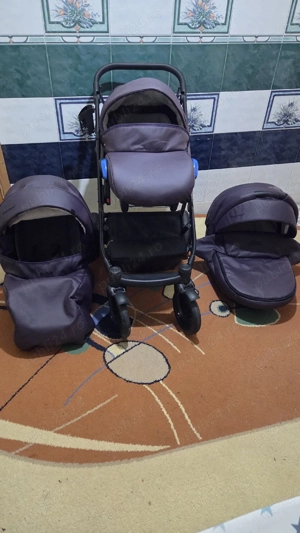 Krausman   Carucior 3 in 1 LEXXO Purple   Testat ADAC Stare Foarte Buna piele ecologica. - imagine 3