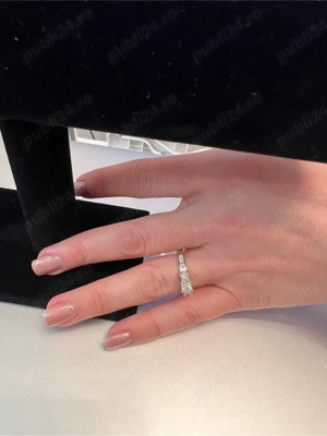 Vand Inel Aur Alb 14karate cu Diamante Princess Cut