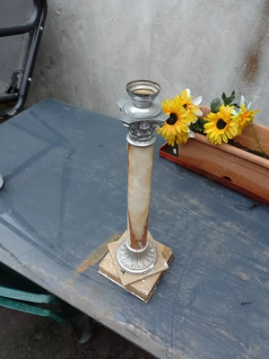 Veioza lampa lampadar din marmură naturala onix și argint