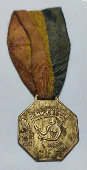 Medalie EXPRESUL C.F.R.   originală, perioadă interbelică - imagine 2