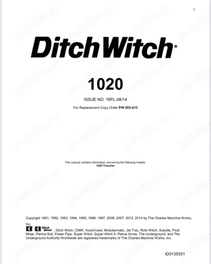Vand manual reparatie ditch witch 1020