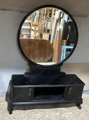 Comoda Vintage cu Oglinda Stil ArtDeco; Toaleta Lemn Masiv