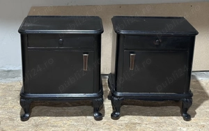 2 buc Noptiera Vintage Stil ArtDeco; Noptiera din lemn; Comoda