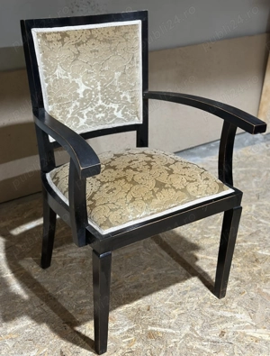 Jilt Vintage din lemn masiv Stil ArtDeco; Scaun cu manere tapitat - imagine 2