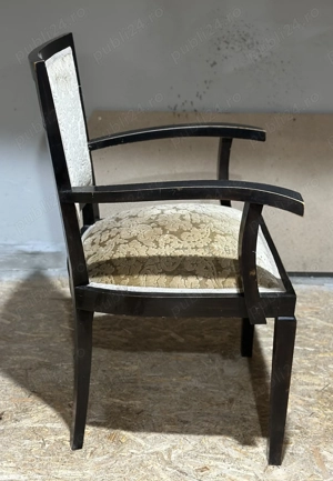Jilt Vintage din lemn masiv Stil ArtDeco; Scaun cu manere tapitat - imagine 4