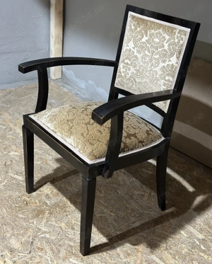 Jilt Vintage din lemn masiv Stil ArtDeco; Scaun cu manere tapitat - imagine 3