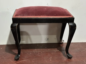 Taburet Vintage Stil Artdeco; Scaunel tapitat din lemn masiv
