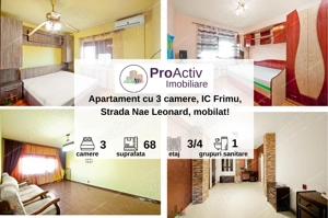 Apartament cu 3 camere, Str. Nae leonard, etaj 3!
