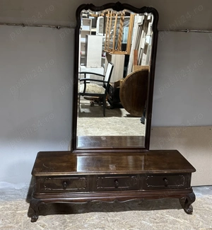 Comoda cu Oglinda Vintage Stil NeoBaroc; Toaleta din Lemn masiv 