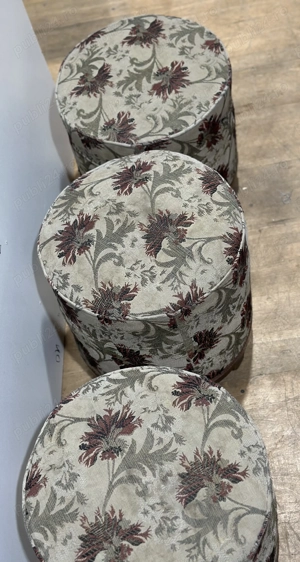 3 buc Taburet Vintage Stil Ottoman; Scaunel tapitat cu sezut 40x40 cm - imagine 5