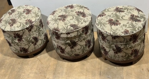 3 buc Taburet Vintage Stil Ottoman; Scaunel tapitat cu sezut 40x40 cm