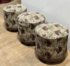 3 buc Taburet Vintage Stil Ottoman; Scaunel tapitat cu sezut 40x40 cm - imagine 3