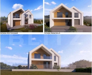 Casa premium semifinisata cu geam panoramic, garaj si teren 786mp