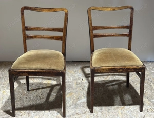 Set 2 Scaune Vintage Stil Retro; Scaun din Lemn cu sezut tapitat