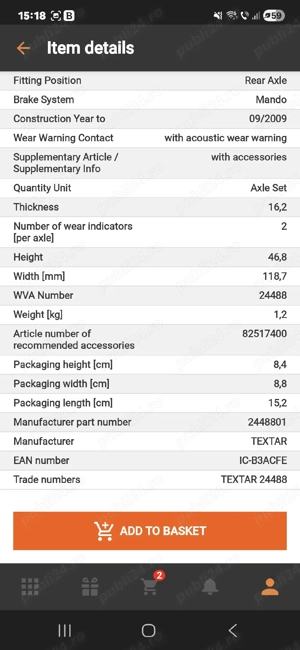 Placute Frana Textar puntea fata+ spate Santa fe 2 - imagine 2