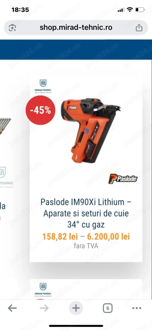 Vând pistol acoperise paslode nou recent adus din Anglia !