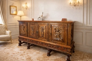 Bufet   Comodă din lemn masiv sculptat, stil renastere spaniola
