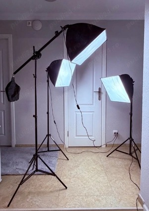 Kit pentru studio cu 5 fundaluri si 3 softbox
