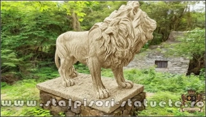 Statuetă leu mare în picioare, galben antichizat, model S33. - imagine 2