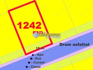 Teren Intravilan intrare Barabant 1242 mp. Poarta Gard Asfalt Utilitati Bransate