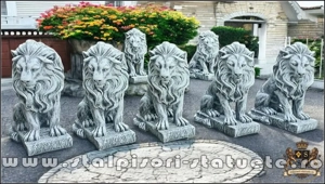 Statuetă leu în șezut, gri patinat, model S46. - imagine 3