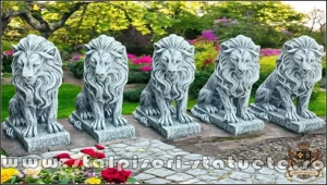 Statuetă leu în șezut, gri patinat, model S46. - imagine 2