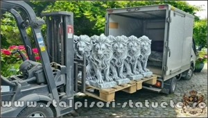 Statuetă leu în șezut, gri patinat, model S46. - imagine 5