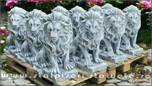 Statuetă leu în șezut, gri patinat, model S46. - imagine 4