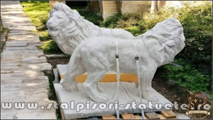 Statuetă leu mare în picioare, alb marmorat, model S33. - imagine 5