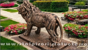 Statuetă leu mare în picioare, arămiu antichizat, model S33. - imagine 4