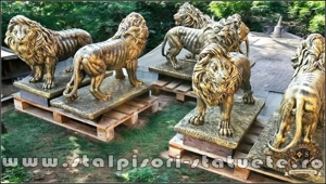 Statuetă leu mare, auriu antichizat, model S33. - imagine 5