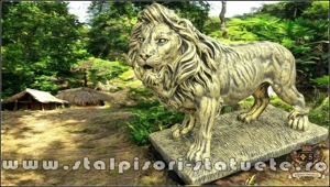 Statuetă leu mare, auriu antichizat, model S33.