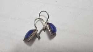 Cercei vintage din argint cu piatră albastră   model vechi