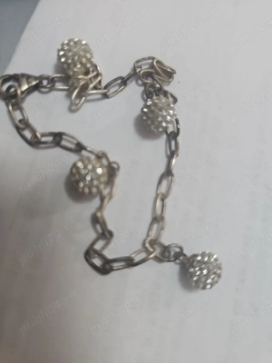 Brățară vintage din argint cu bile din cristale   model vechi