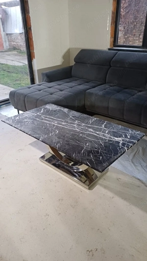 Masuta pentru canapea de marmura si inox - imagine 3