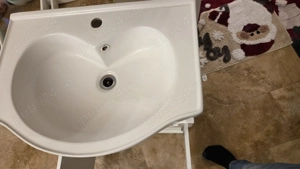 Set baza mobilier baie Malaga 60 cm cu lavoar ceramic, Alb