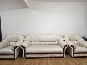 Vând set canapea si doua fotolii piele ecologica 
