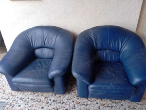 Vand  Canapea + 2 fotolii Piele Naturala - imagine 2