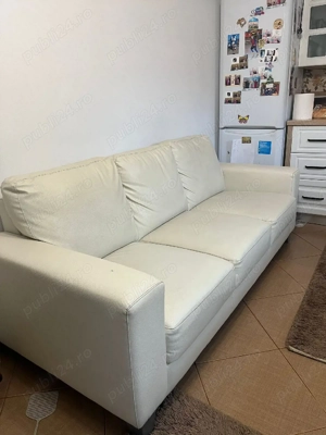 vand set sofa din piele alb 