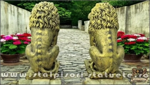 Statuetă leu mare cu blazon, auriu patinat, model S1. - imagine 3