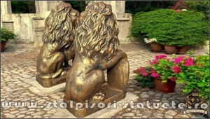 Set statuete lei cu blazon, arămiu patinat, model S2. - imagine 5