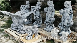 Statuetă fata cu coșulețe, gri patinat, model S23. - imagine 4