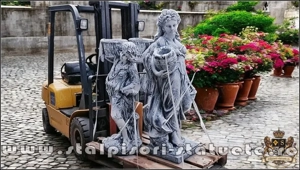 Statuetă fata cu coșulețe, gri patinat, model S23. - imagine 5