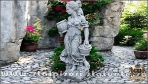 Statuetă fata cu coșulețe, gri patinat, model S23. - imagine 2