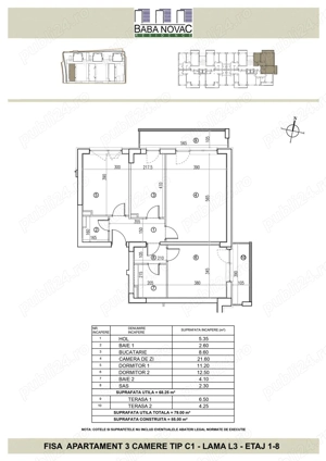 Ap 3 cam,particular, Baba Nova Residence, ap 3 cam., mobilat, utilat, totul inclus, Pret FIX