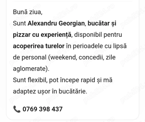 Pizzar Bucătar  grill   fast food   cofetărie   patiserie 