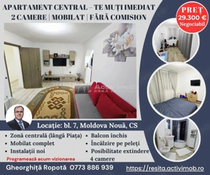 Apartament 2 camere in zona centrala Moldova Noua, langa piata